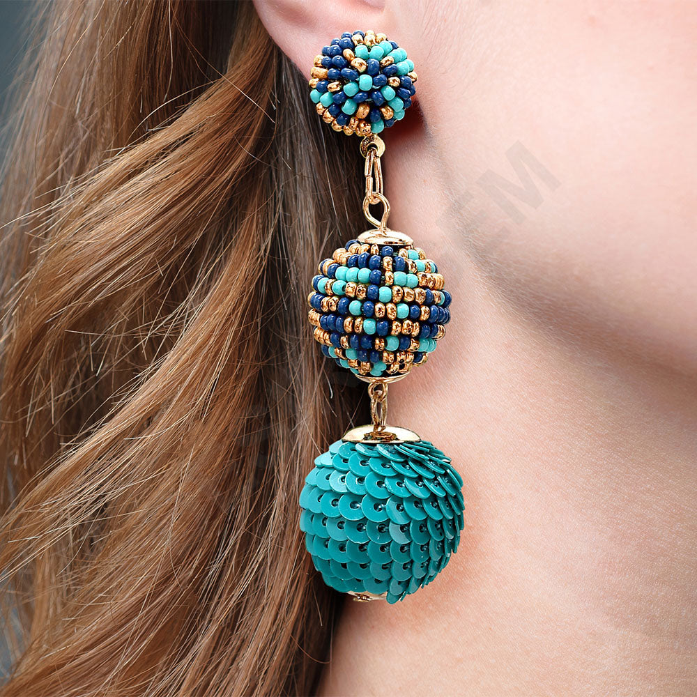 Colorful Beaded Earrings,Hoop Dangle Earrings, Bohemia Drops Earrings, Tassel Earrings FER1026