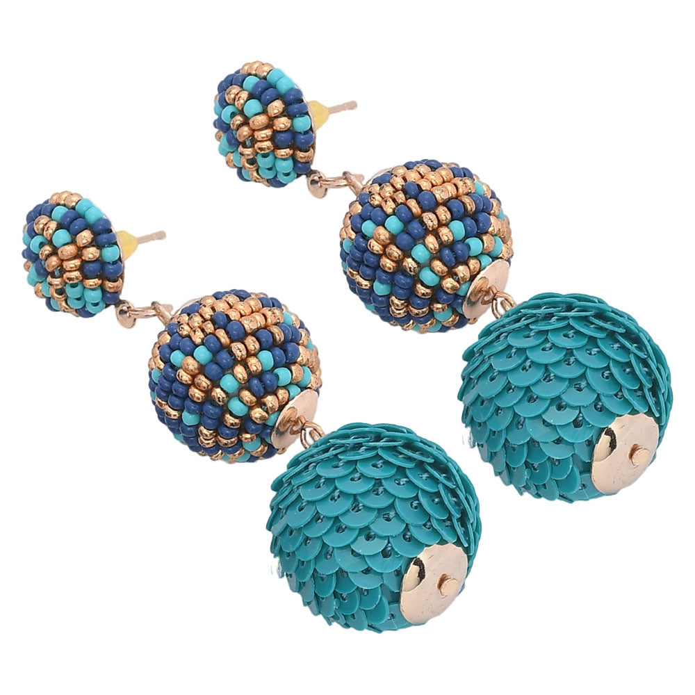 Colorful Beaded Earrings,Hoop Dangle Earrings, Bohemia Drops Earrings, Tassel Earrings FER1026