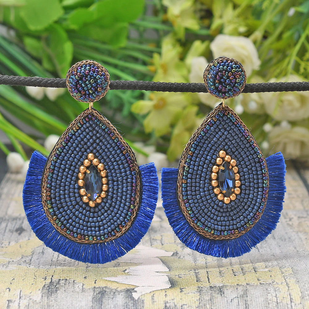 Colorful Beaded Earrings,Hoop Dangle Earrings, Bohemia Drops Earrings, Tassel Earrings FER1030