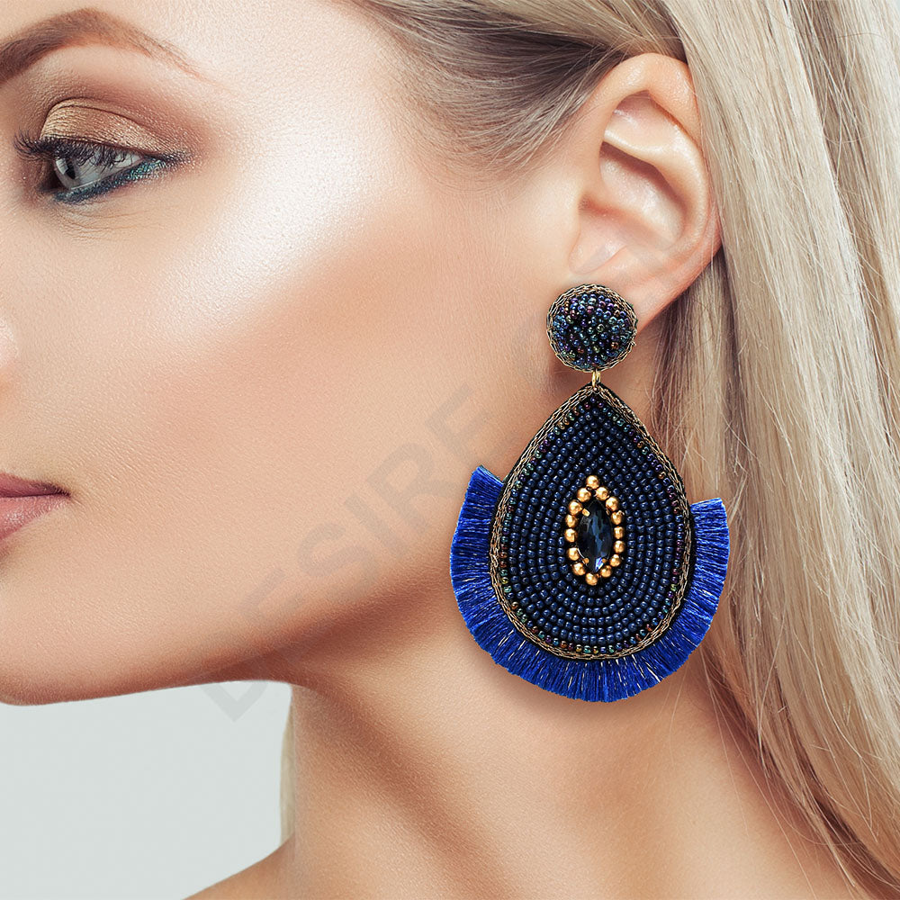 Colorful Beaded Earrings,Hoop Dangle Earrings, Bohemia Drops Earrings, Tassel Earrings FER1030