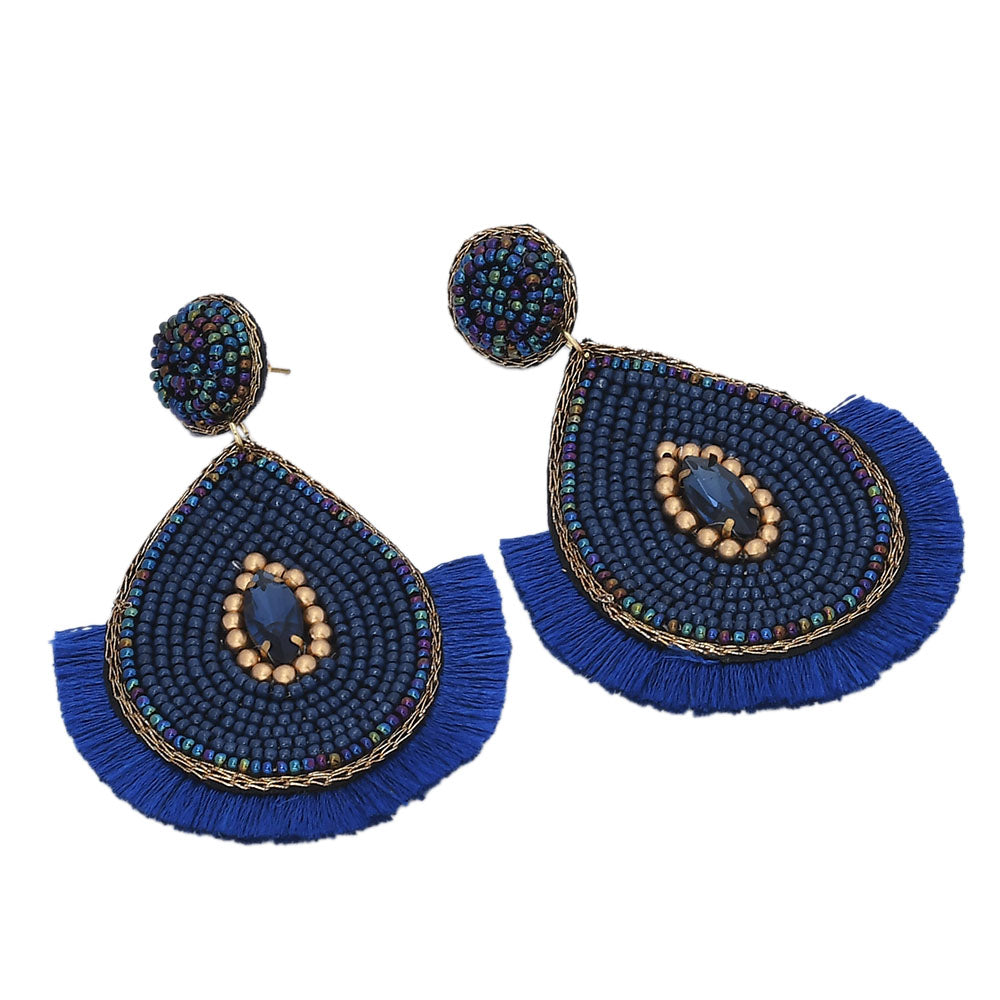 Colorful Beaded Earrings,Hoop Dangle Earrings, Bohemia Drops Earrings, Tassel Earrings FER1030