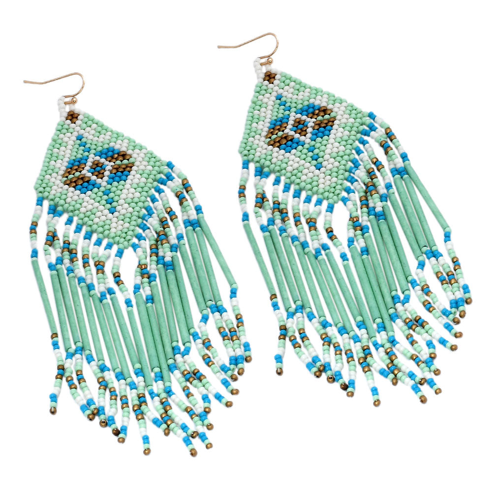 Colorful Beaded Earrings,Hoop Dangle Earrings, Bohemia Drops Earrings, Tassel Earrings FER1033