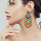 Colorful Beaded Earrings,Hook Dangle Earrings, Bohemia Boho Tassel Earrings FER1036