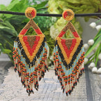 Colorful Beaded Earrings,Seed Bead,Hoop Dangle Earrings, Bohemia,Tassel Earrings FER1037