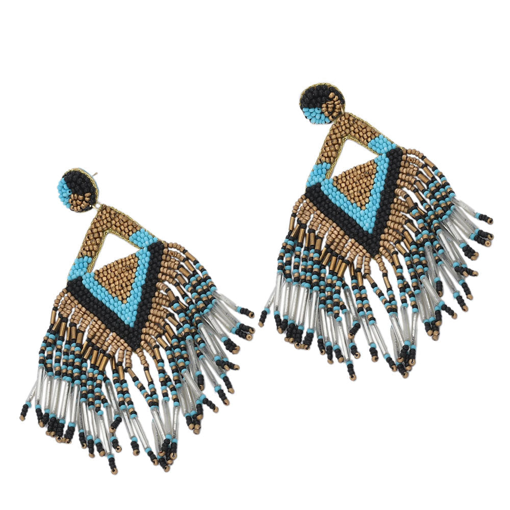 Colorful Beaded Earrings,Seed Bead,Hoop Dangle Earrings, Bohemia,Tassel Earrings FER1038