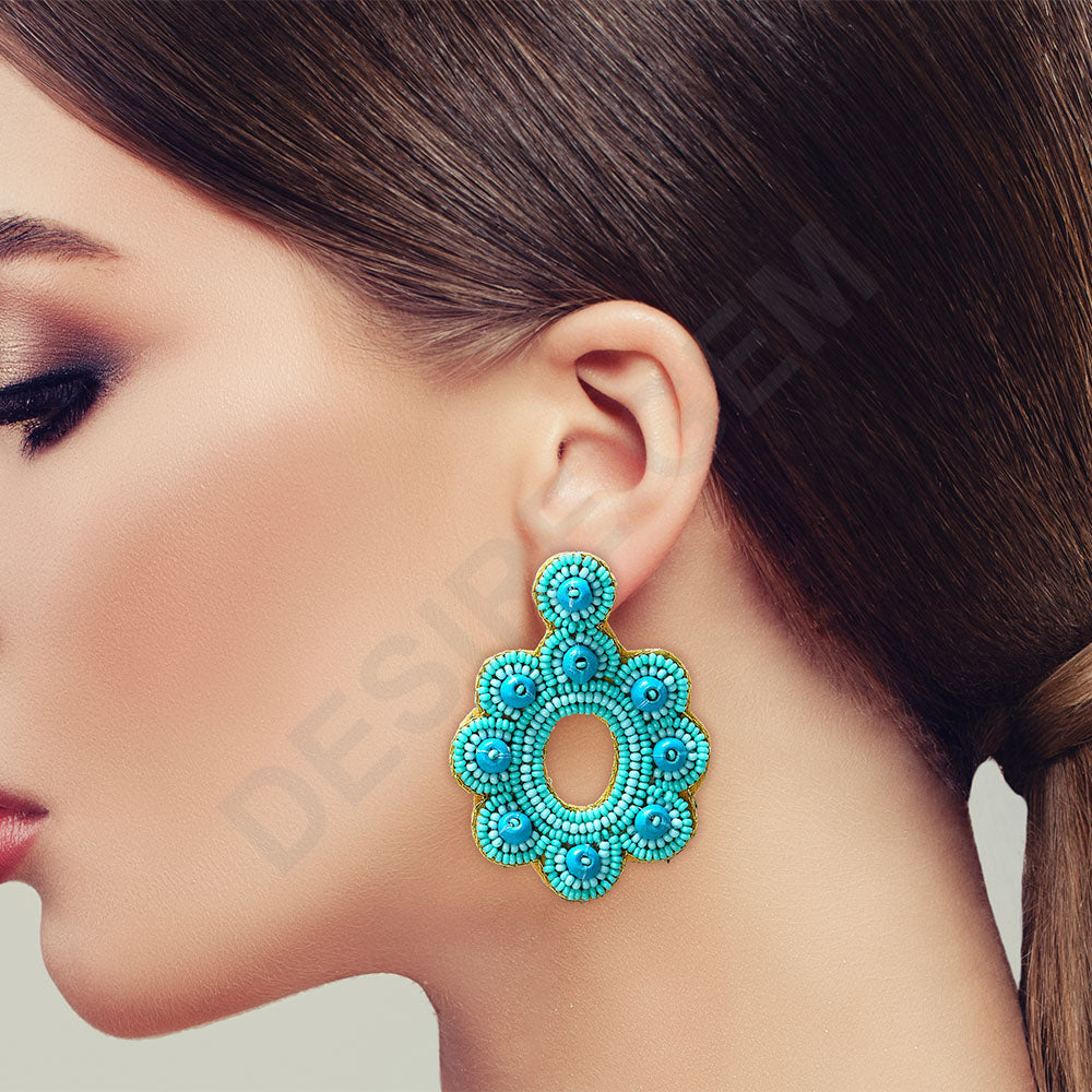 Colorful Beaded Earrings,Seed Bead,Hoop Dangle Earrings, Bohemia,Tassel Earrings FER1039