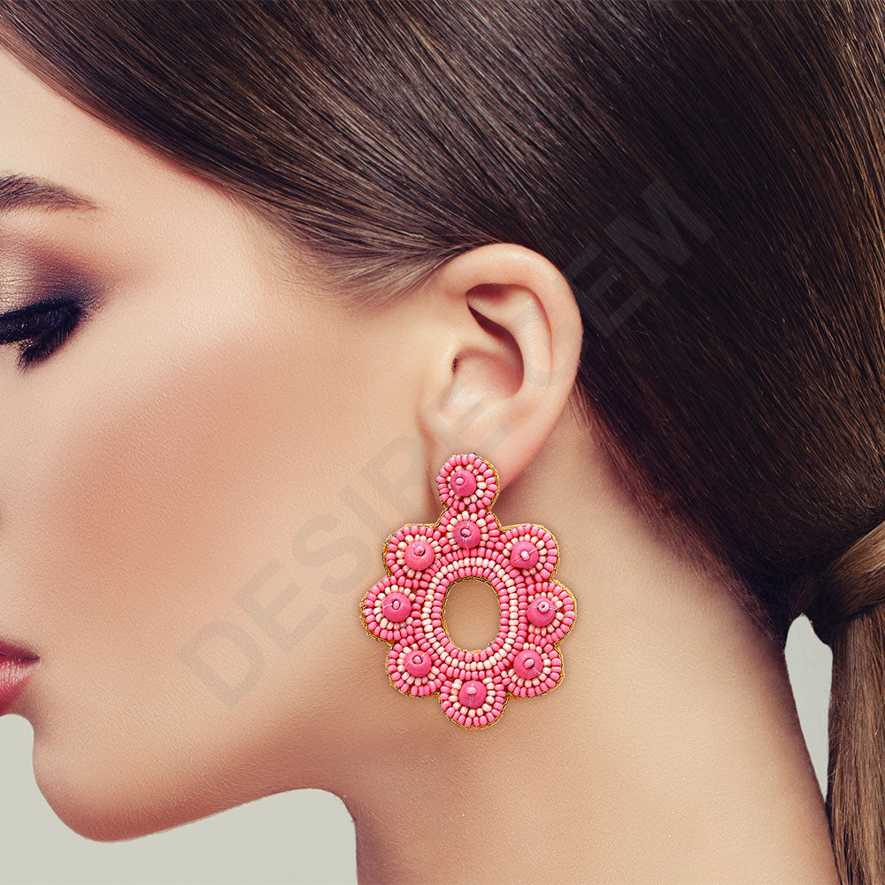Colorful Beaded Earrings,Seed Bead,Hoop Dangle Earrings, Bohemia,Tassel Earrings FER1041