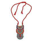 Multicolor Medallion Beaded Necklace – Boho Seed Bead Tassel Necklace, Bohemian Beaded Necklace FNC1008