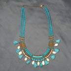 Shell Tassel Beaded Necklace,Glass Seed Beaded Bohemian Boho, Ethnic Necklace FNC1009