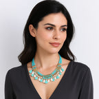 Shell Tassel Beaded Necklace,Glass Seed Beaded Bohemian Boho, Ethnic Necklace FNC1009