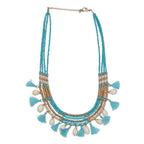 Shell Tassel Beaded Necklace,Glass Seed Beaded Bohemian Boho, Ethnic Necklace FNC1009