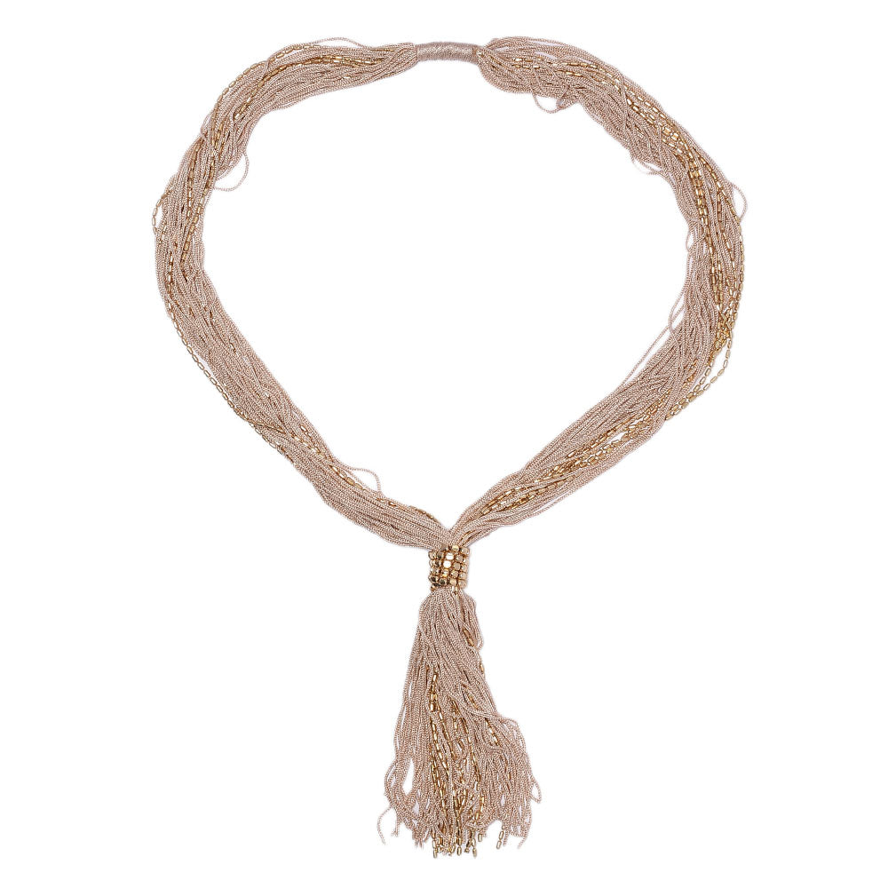 Tassel Beaded Necklace,Glass Seed Beaded Bohemian Boho,Retro Ethnic Sweater Chain FNC1010