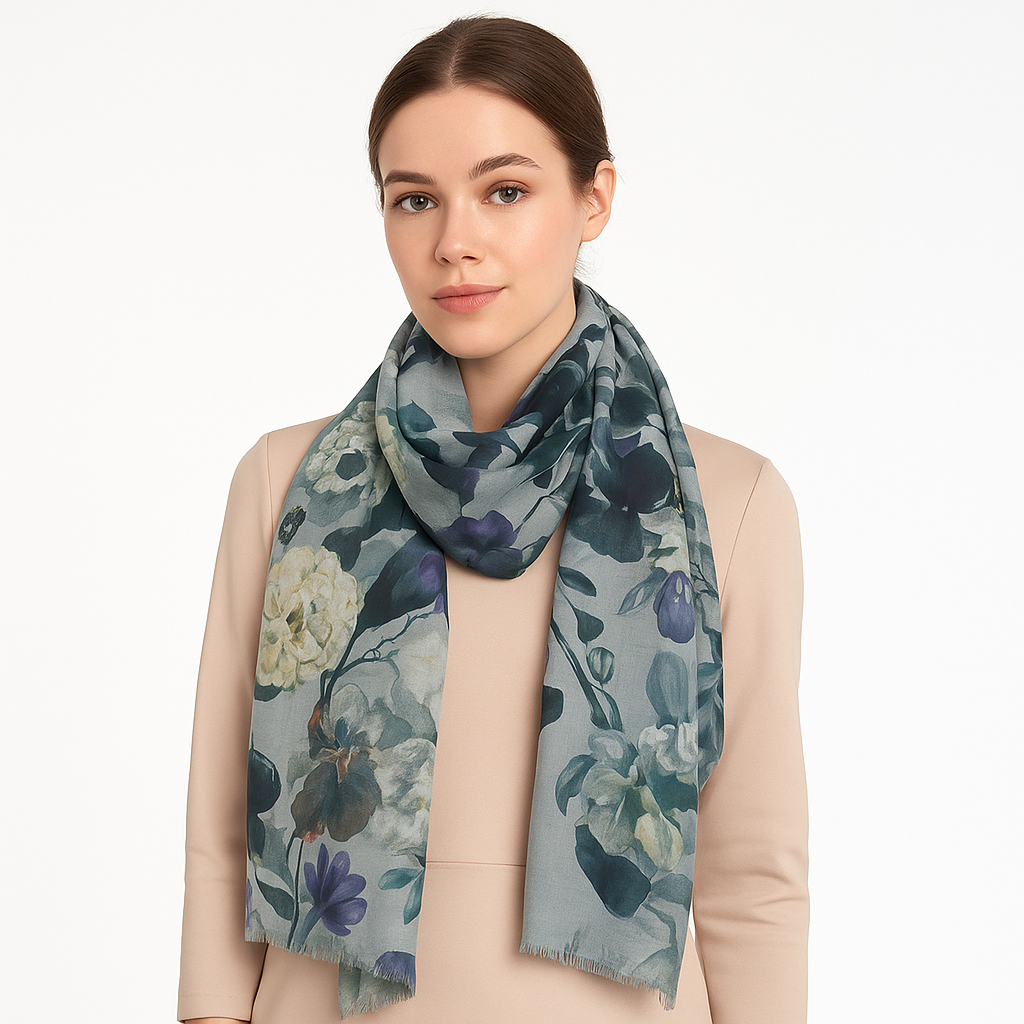 Premium Soft Quality Modal Scarf Floral Print Lightweight Wraps MMD421