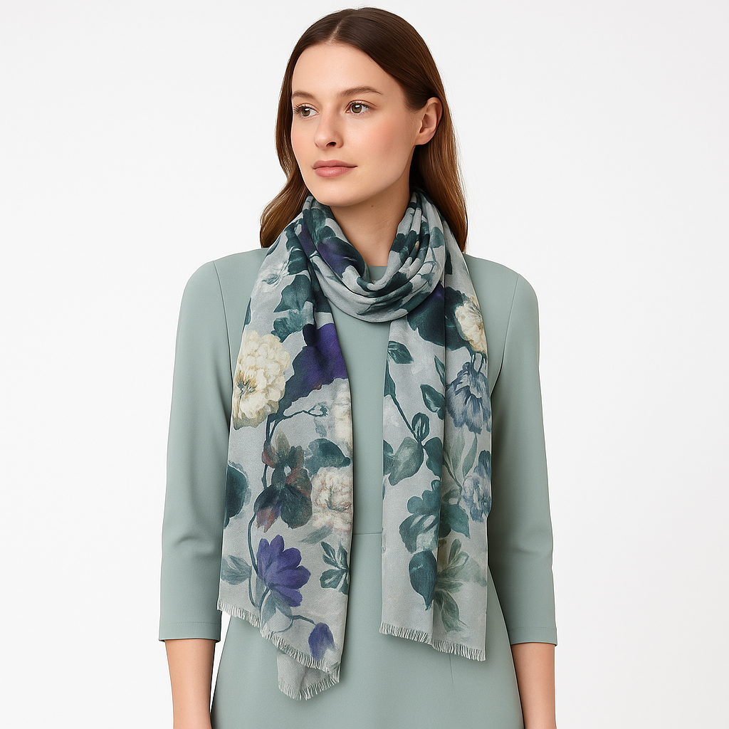 Premium Soft Quality Modal Scarf Floral Print Lightweight Wraps MMD421
