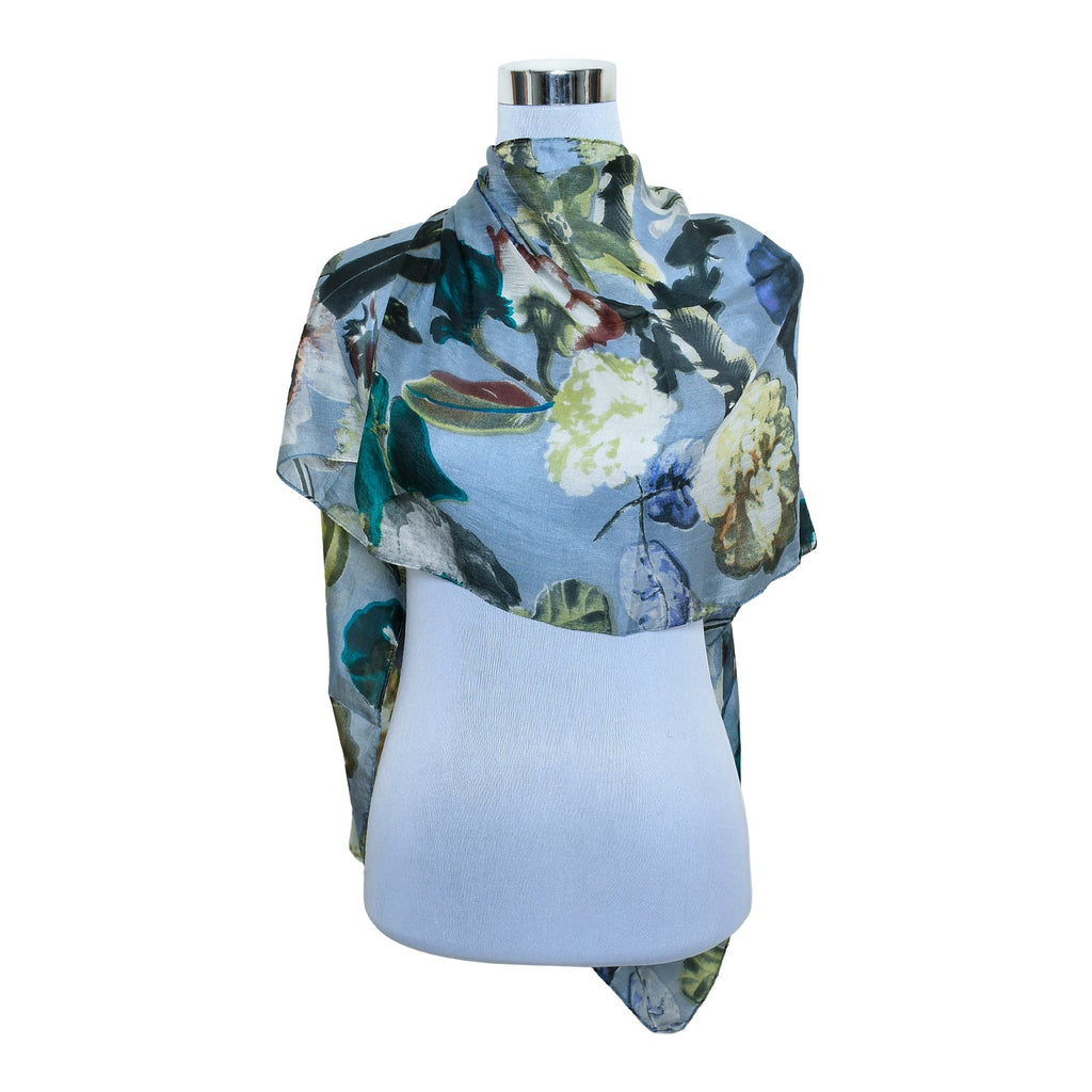 Premium Quality Printed Floral Scarf Cashmere Wool Lightweight MSL202
