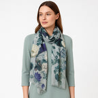 Premium Quality Printed Floral Scarf Cashmere Wool Lightweight MSL202