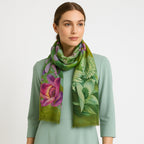Premium Quality Floral Printed Scarf Silk and Wool Mix Lightweight MSW101
