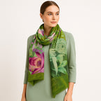 Premium Quality Floral Printed Scarf Silk and Wool Mix Lightweight MSW101