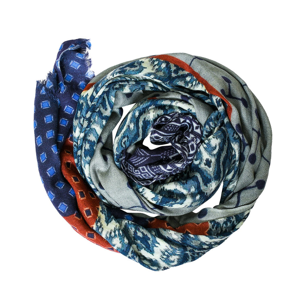 Premium and Soft Quality Printed Scarf Silk and Cashmere Wool MSW103