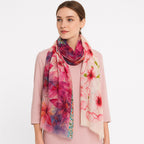 Premium Quality Floral Printed Scarf Silk and Wool Mix Lightweight MSW104