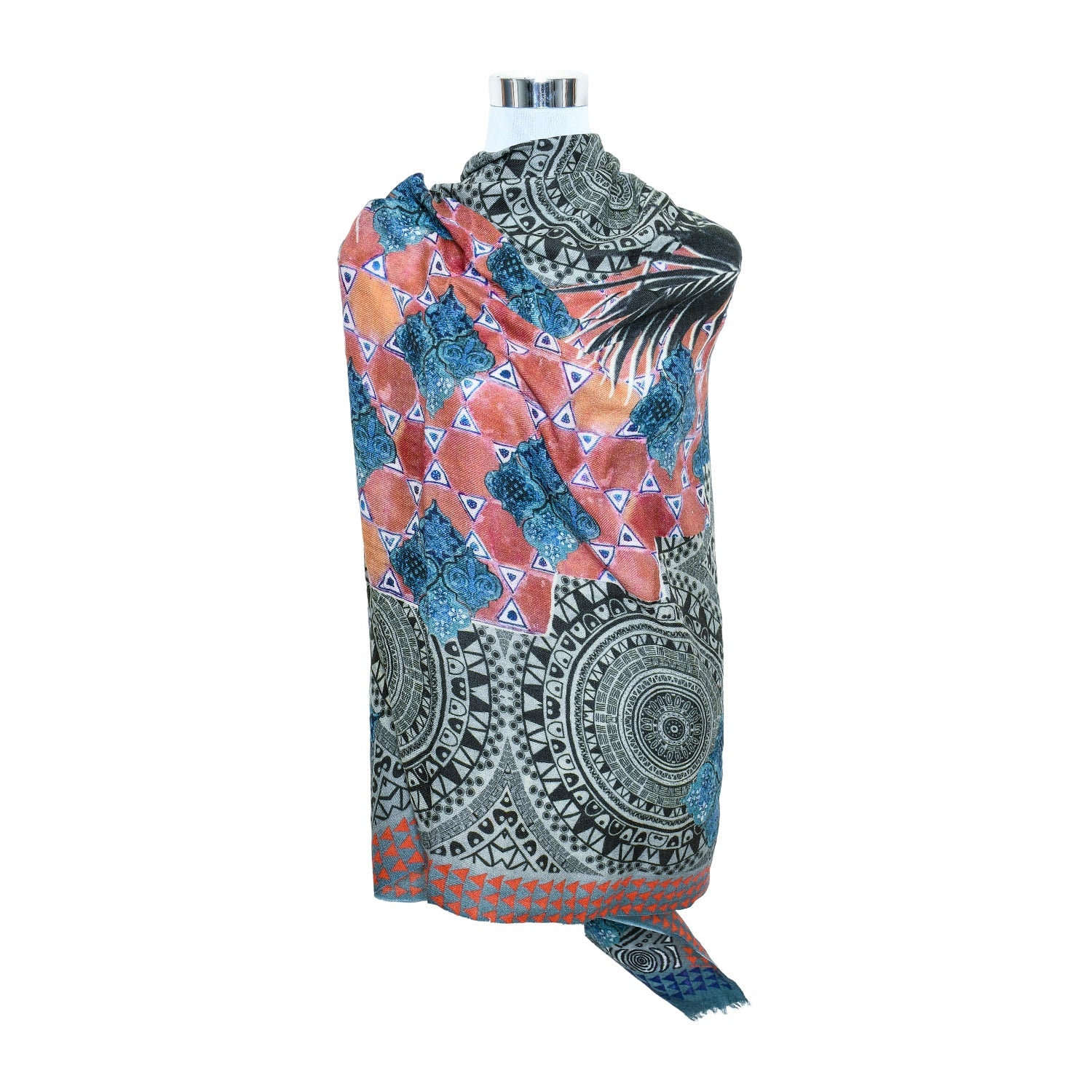 Premium and Soft Quality Printed Scarf Silk and Wool Lightweight MSW105