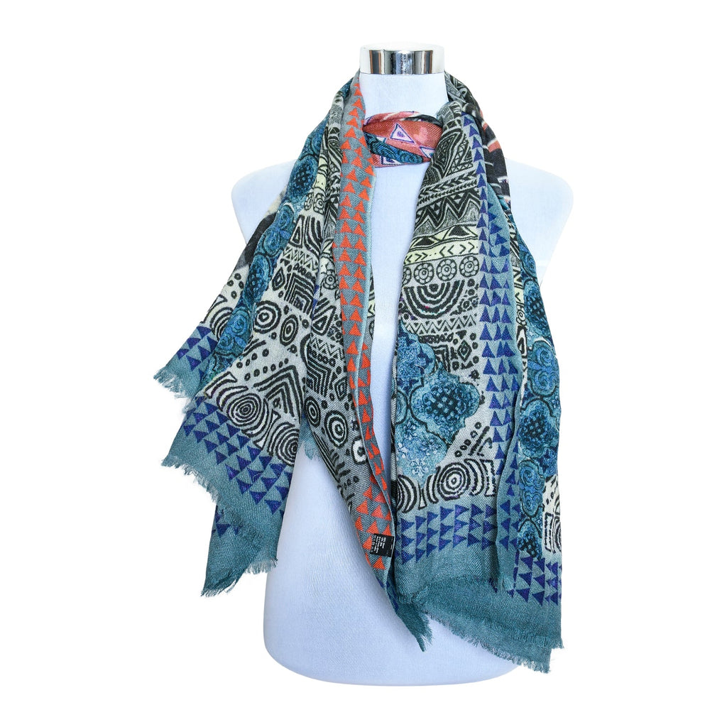 Premium and Soft Quality Printed Scarf Silk and Wool Lightweight MSW105