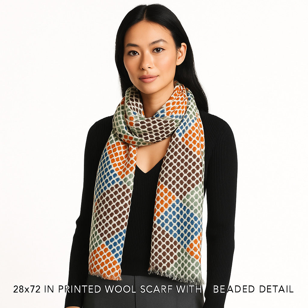 Premium & Soft Quality Printed Scarf Cashmere Wool Lightweight MWL306