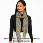 Premium & Soft Quality Printed Scarf Cashmere Wool Lightweight MWL307