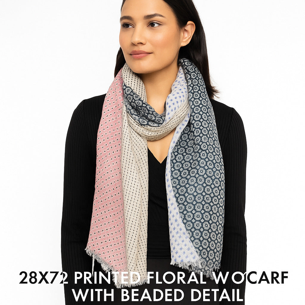 Premium & Soft Quality Printed Scarf Cashmere Wool Lightweight MWL314