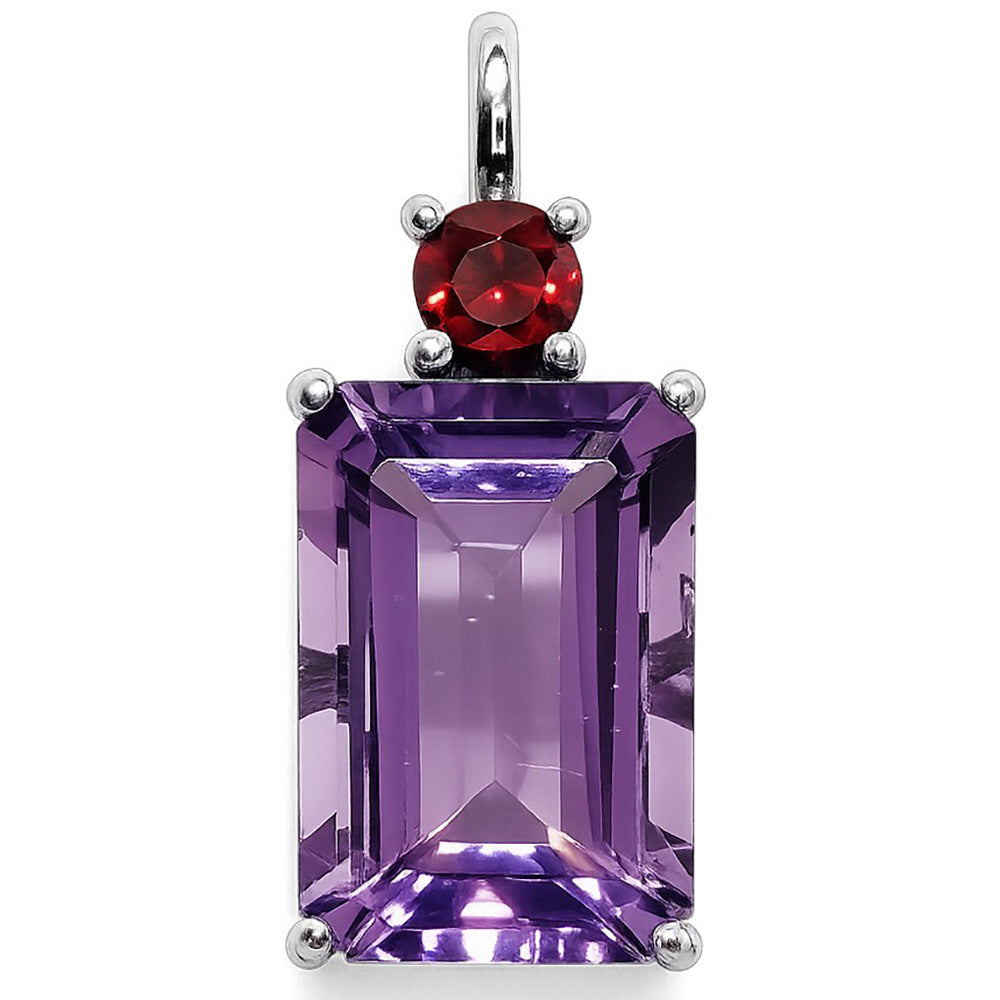 Amethyst and Hessonite Garnet 925 Sterling Silver Pendant Necklace Jewelry SP01001