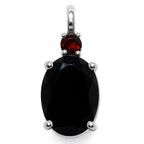 Black onyx and Hessonite Garnet 925 Sterling Silver Pendant Necklace Jewelry SP01002