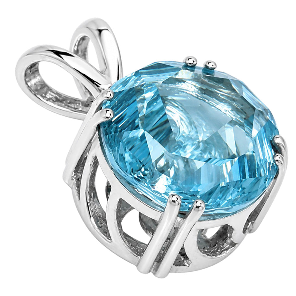 Sky Blue Topaz 925 Sterling Silver Pendant Necklace Jewelry SP01003