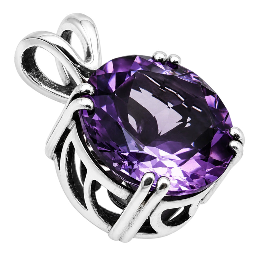 Amethyst 925 Sterling Silver Pendant Necklace Jewelry SP01004