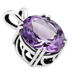 Amethyst 925 Sterling Silver Pendant Necklace Jewelry SP01005