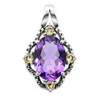 Amethyst and Citrine 925 Sterling Silver Pendant Necklace Jewelry SP01007