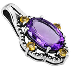 Amethyst and Citrine 925 Sterling Silver Pendant Necklace Jewelry SP01007