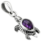 Tortoise - Amethyst 925 Sterling Silver Pendant Necklace Jewelry SP01008