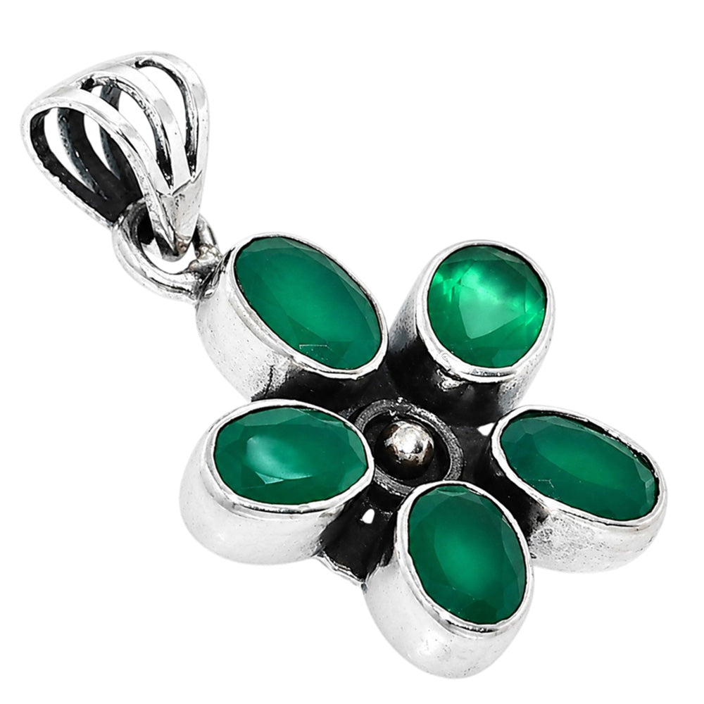 Green Onyx 925 Sterling Silver Pendant Necklace Jewelry SP01013