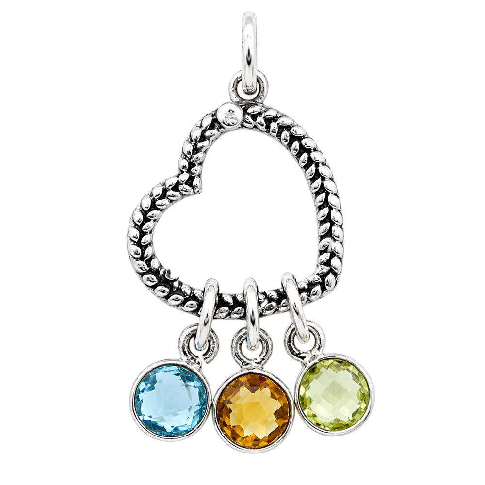 Heart - Sky Blue Topaz, Citrine & Lemon Quartz 925 Sterling Silver Pendant Necklace Jewelry SP01015