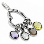 Heart - Amethyst, Green Amethyst, Smoky Quartz & Lemon Quartz 925 Sterling Silver Pendant Necklace Jewelry SP01016