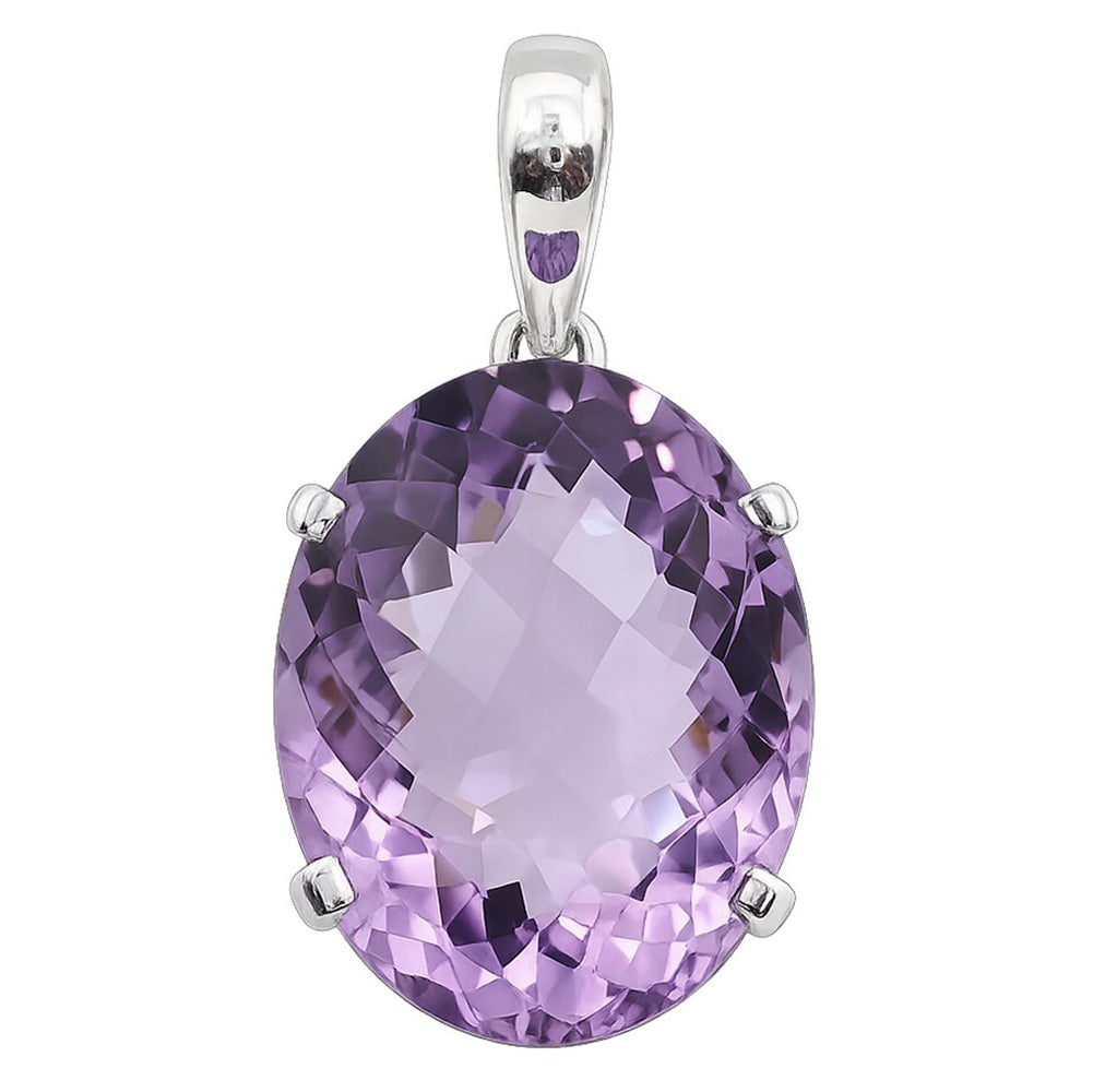 Amethyst Checker 925 Sterling Silver Pendant Necklace Jewelry SP01018