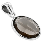 Smoky Quartz 925 Sterling Silver Pendant Necklace Jewelry SP01021