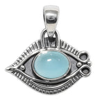 Blue Chalcedony 925 Sterling Silver Pendant Necklace Jewelry SP01022