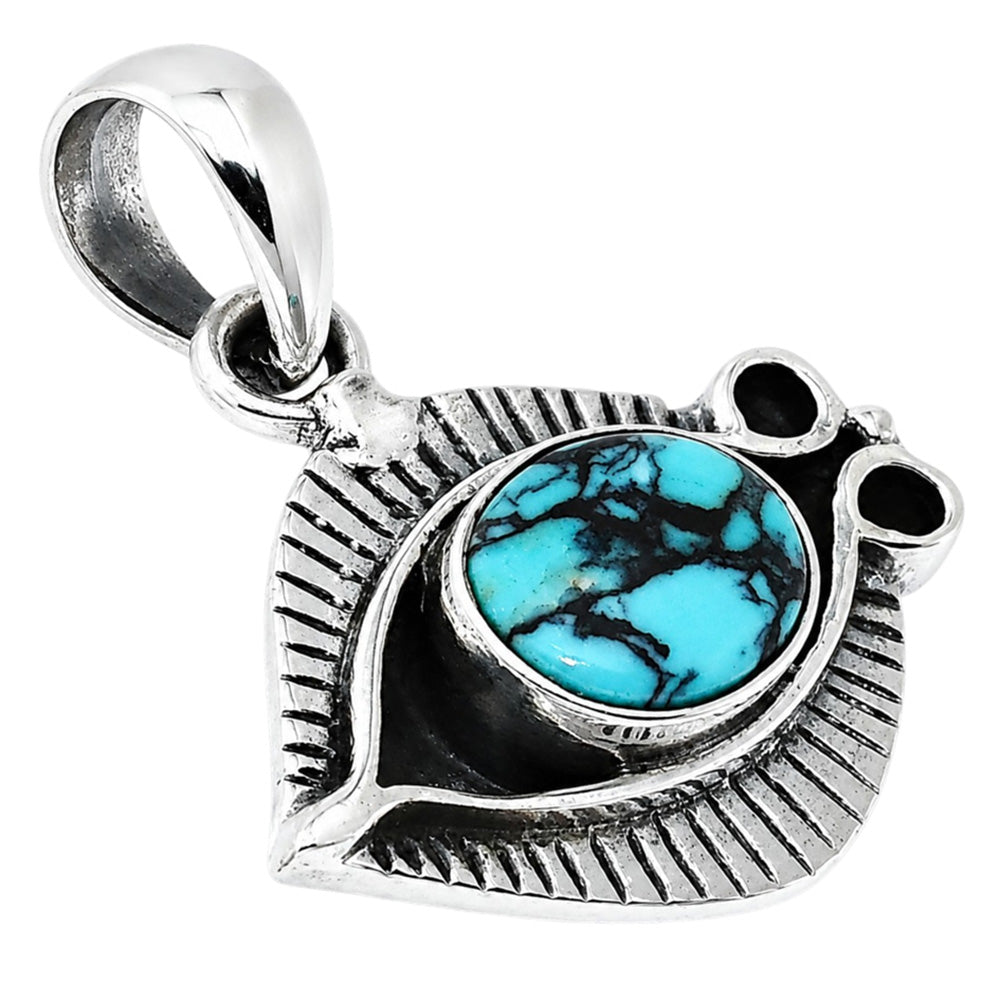Lucky Charm Tibetan Turquoise 925 Sterling Silver Pendant Necklace Jewelry SP01023