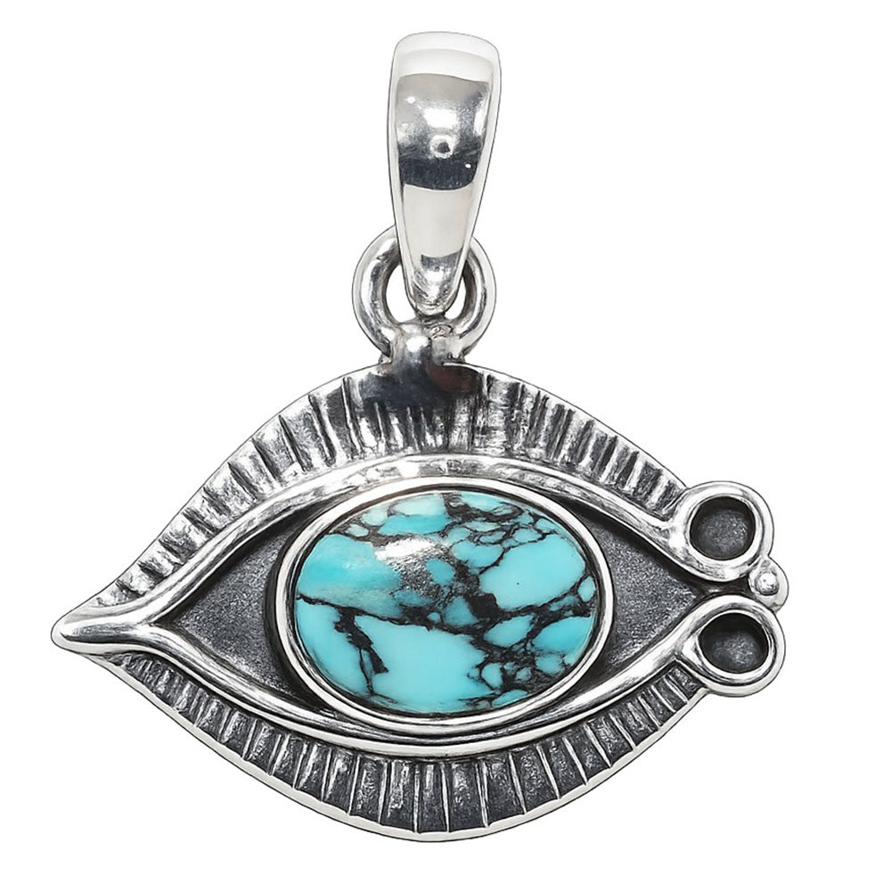 Lucky Charm Tibetan Turquoise 925 Sterling Silver Pendant Necklace Jewelry SP01023
