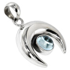 Crescent Moon - Sky Blue Topaz 925 Sterling Silver Pendant Necklace Jewelry SP01028