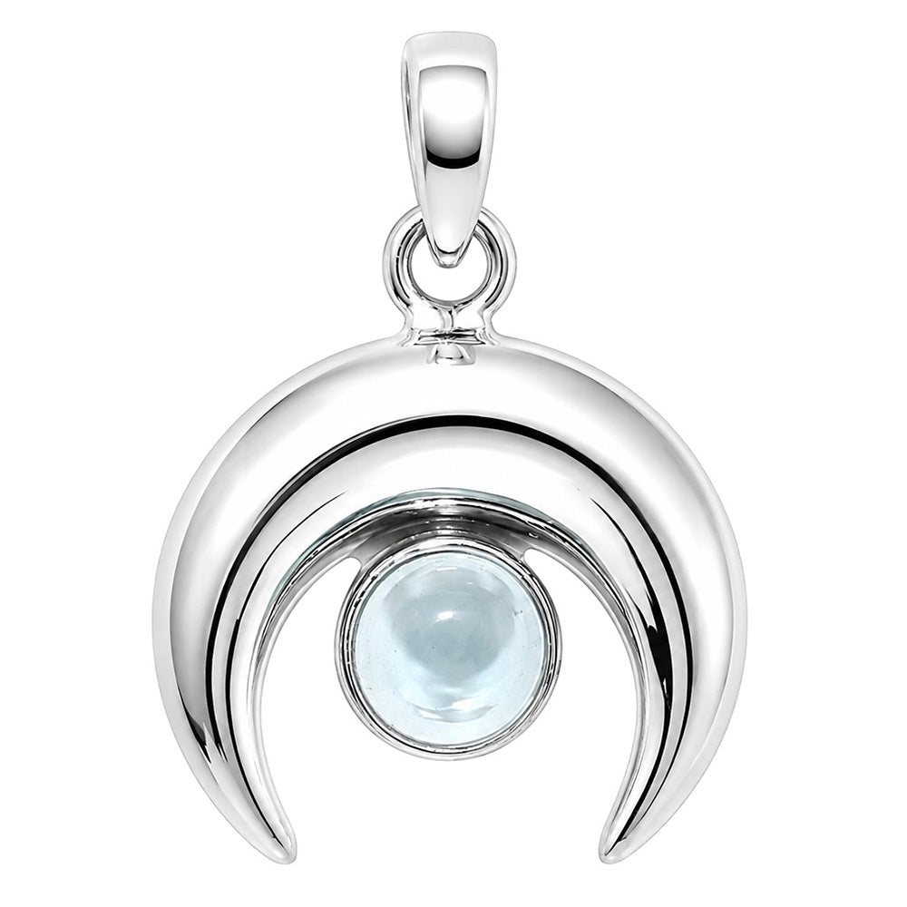 Crescent Moon - Sky Blue Topaz 925 Sterling Silver Pendant Necklace Jewelry SP01028