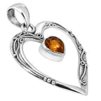 Heart - Lab Created Padparadscha 925 Sterling Silver Pendant Necklace Jewelry SP01029