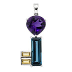 Key - London Blue Topaz, Amethyst & Citrine 925 Sterling Silver Pendant Necklace Jewelry SP01034