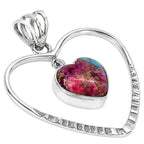 Heart - Kingman Orange Dahlia Turquoise 925 Sterling Silver Pendant Necklace Jewelry SP01035